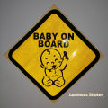 BABY ON BOARD LIGTH REFLEX LUMINOUS HIGH QUALITY STICKER FOR  CAR, VAN, BIKE, BUS AND ANY VEHICLE...... 