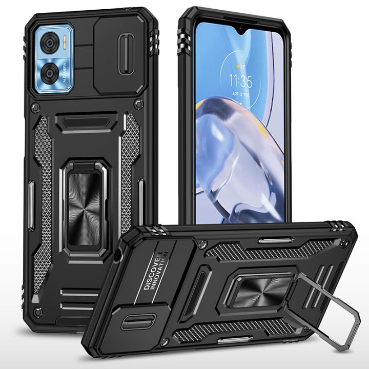 Lereach for Motorola MOTO E22 / E22i Antiskid Bracket Shockproof Back Cover, Triangular stria Armor Phone Case