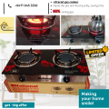 National Low gas, 2 burner portable infrared gas stove with Ceramic / Glass. 