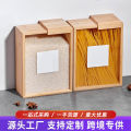 Cross-Border Bamboo Rice and Bean Storage Box Multi-Functional Transparent Top Magnetic Sliding Organizer Grain Dispenser. 