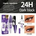 Cyion 2-in-1 Mascara & Eyeliner Set - Quick-Dry, Waterproof, Long-Lasting 24 Hours, Volumizing & Lengthening with Silicone Brush, Triangular Applicator, for All Skin Types, Black. 