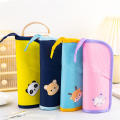 Folding Pencil Case Zippered Canvas Large Capacity Canvas Case Cute  Design Makeup Bag for Students School Supplies Makeup Storage Desk Organizer Art Tools Carrier. 