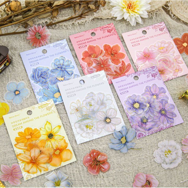 Panda Online 30PCS Dream Flower Room Series PET Waterproof Stickers ...