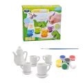 Mini Tea Set Ceramic Painting 12 pcs Best Painting Toy For Kids Birthday Gift for Girls. 