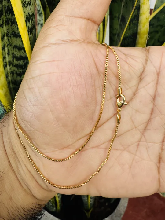 Gold%20Plated%20Guaranteed%2001MM%20New%20Trend%20Stylish%20Box%20Chain%2018%20Inch%20Short%20Beautiful%20Design%20With%20New%20Sun%20Theme%20Fixed%20Stone%20Pendant%20-%20Image%204