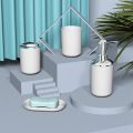 4 Pcs Plastic Bathroom Accessory Set,Bath Toilet Brush Accessories Set with Toothbrush Holder,Toothbrush Cup(White). 