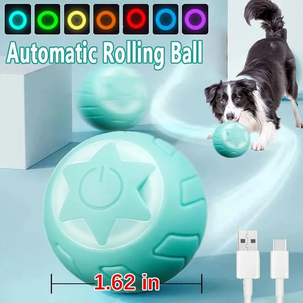 1PC 2 Modes Adjustable Interactive Cat Toy Ball,Automatic 360° Self-Rotating Rolling Ball,Rechargeable Dog Cat Pet Toy Ball with 7 Color LED Light (Diameter:41mm)
