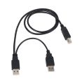 BRADOO 2X Dual USB 2.0 Male to Standard B Male Y Cable 80cm for Printer & Scanner & External Hard Disk Drive. 