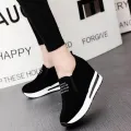 【FOOT SOFA】Women Fashion Casual Flock Slip-On Thick Platform Sport Sneakers Wedges Shoes. 