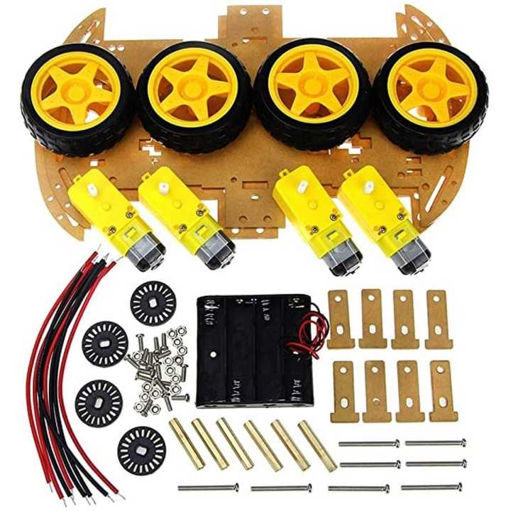 Robot Kit 4WD Robot Car Smart Chassis Kit with 4 TT Motor for UNO R3/Mega 2560/Raspberry Pi/Nano, Smart Robot Car Chassis DIY Learning Kit