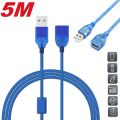 5M USB Extension Cable Male to Female Adapter Data Sync Cord for PC Keyboard Printer Camera Mouse Game Controller. 