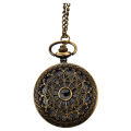 【ZOSR】Retro Antique Bronze Spiderweb Pattern Pocket Watch Quartz Clock Necklace Pendant. 