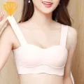 Nylon Molded Cup Bra Comfortable Seamless Push Up Sports Bra for Women Wide Shoulder Strap Soft Breathable Wireless Padded Underwear Thin Skin-friendly Sports Bra. 