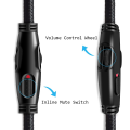 Braided Replacement Cable Extension Cord With Volume Control Mic Mute For Kingston HyperX Cloud Alpha Mix Gaming Headsets. 