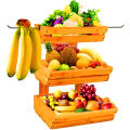Mr Wood 3 Tier Wooden Vegetable Rack/ Teak(තේක්ක) Food Storage Rack/ Fruit Basket for Dream Kitchen. 