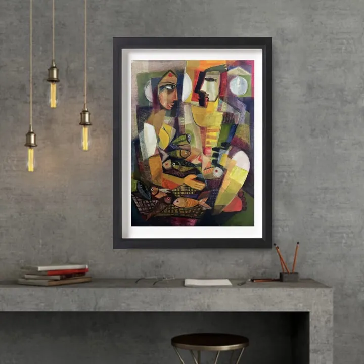 Art%20Print%20Wall%20Poster%20Wall%20Pictures%20Painting%20Wall%20Art%20for%20Bedroom%20Living%20Room%20Home%20Decor%20Frame%20Include%20%20Women%20and%20Men%20Selling%20Fish%20Segar%20Painting%20Framed%20Lithograph%2041cm%20x%2054.9cm%20-%20Image%203