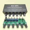 Au-204 Stereo Audio Mixer Distributor Selector Switcher 2 Input 4 Output 3.5mm Individually Controls Headphones Amplifier. 