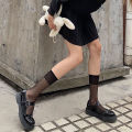 Quasar Women Hosiery Japanese College Style Mesh Long Socks Perfect for Cosplay Skirts Ultra-thin See-through Design Solid Color Mid Tube Socks for Women Solid Color Stockings. 