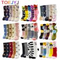 5 Pairs New Fashion Colorful Harajuku Korean Kawaii Cute Women Socks Cat Dog Owl Stripe Avocado Girl Cotton Cartoon Socks. 