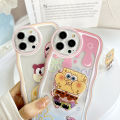 Super Case For iPhone 12 Pro Case Transparent Clear Cases Anime Spongebob Soft Silicone Full Shockproof Rubber Cases Back Cover Moble Phone Tpu Cases For Girls Ring+ Free Holder + Free Holder. 