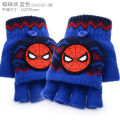 Children's Half Finger Flip Gloves Boys Autumn and Winter Open Finger Pupils' Writing Warm Kids Spider-Man. 