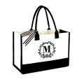 Personalized Initial Canvas Beach Bag, Monogrammed Gift Tote Bag for Women. 
