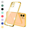 Luxury Plating Transparent Phone Case For iPhone 12 Pro Max Silicone Clear Soft Back Cover. 