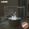 [ Featured ] Romantic Creative Gift 3D DIY Calendar Table Lamp LED Note Message Board Night Light Acrylic USB Light With Pen Wedding Festive Room Decor. 