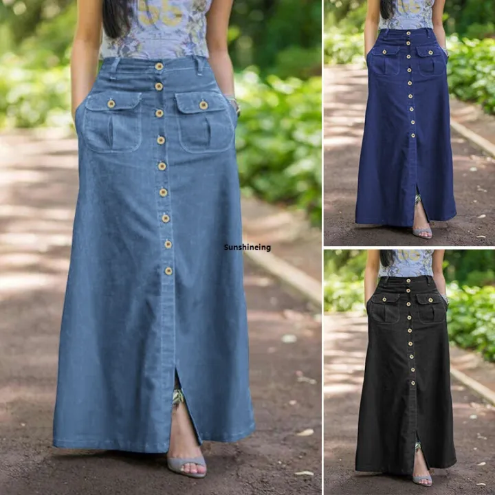 Beach%20Skirt%20Pure%20Flared%20Line%20Button%20Party%20Sand%20Women's%20A%20ZANZEA%20Swing%20Maxi%20Pleated%20Skirt%20-%20Image%207