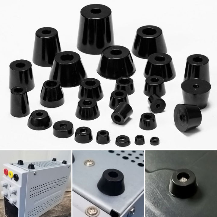 【Hot】 10Pcs Anti Slip Furniture Legs Feet Black Speaker Cabinet Bed Table Box Conical Rubber Shock Pad Floor Protector Furniture Parts
