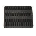 Large kitchen silicone drain mat drain filter drying mat silicone Drain as a pot holder table mat jar opener 1 pcs black. 