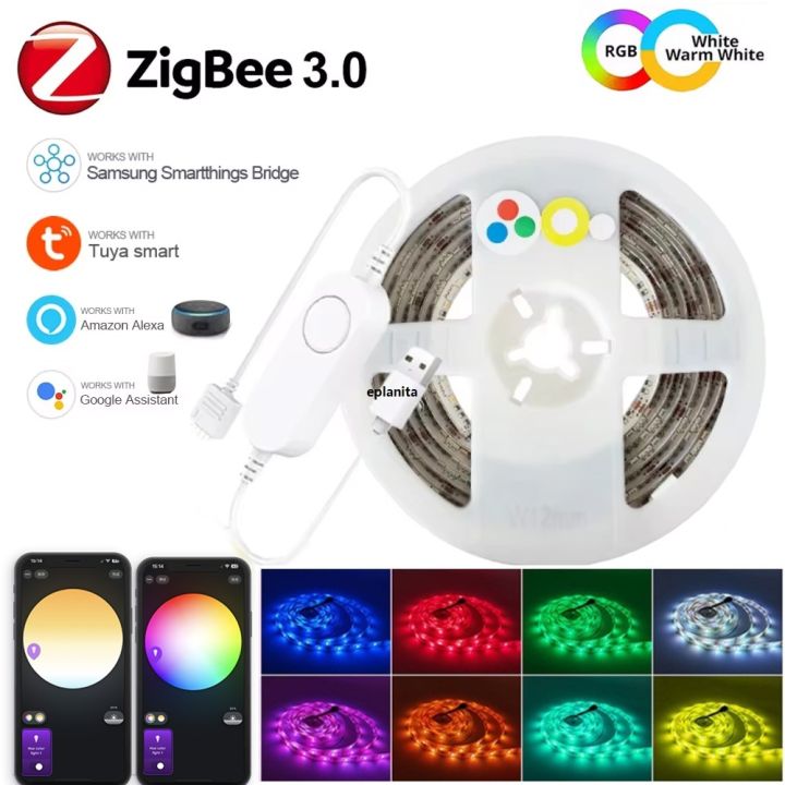 USB Smart LED Strip Lights Tuya Zigbee APP Control 5050 RGBCCT Led ...