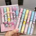 【The Quiet Page】6pcs Sanrio Highlighter Pen Set Mymelody Kuromi Cinnamoroll Pom Pom Purin Pochacco Markers Stationery Mini Felt-Tip Highlighters. 