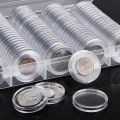 【BestGO】100 PCS Round Coin Holder Container Capsules with 5 Sizes (17/20/25/27/30 mm) EVA Foam Gasket and Storage Box, for Commemorative Coins Medals Collection. 