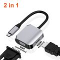 【Miga Plaza】USB C to HDMI-compatible VGA Hub Adapter USB3.0 Extendsion Dock with for MacBook Pro Accessories Type C Splitter. 