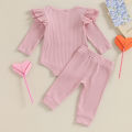 Daddys Girls Baby Clothes 3 6 9 12 Month Ribbed Romper Ruffle Long Sleeve Pants Newborn Outfits Clothing Set. 