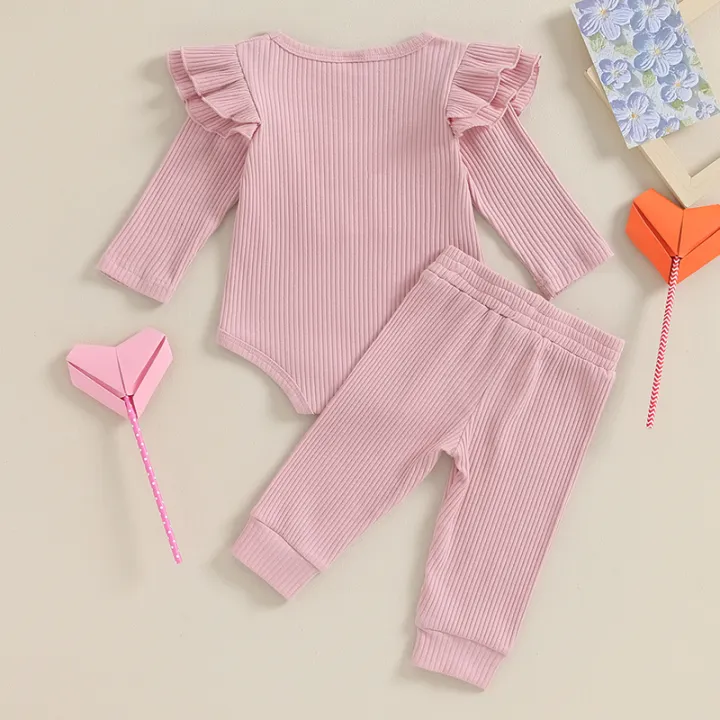 Daddys%20Girls%20Baby%20Clothes%203%206%209%2012%20Month%20Ribbed%20Romper%20Ruffle%20Long%20Sleeve%20Pants%20Newborn%20Outfits%20Clothing%20Set%20-%20Image%203