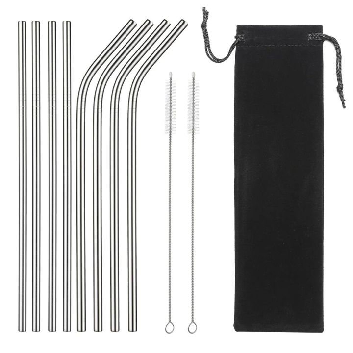 straw 304 Stainless Steel Straw Reusable Metal Drinking Straws Set Wholesale With Cleaning Brush Party Bar Accessory Eco Friendly NewParty Supplies