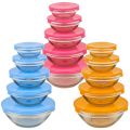 5 Piece Bowl Set Glass Container Gift Box Glass Box Storage Bowl set with Coloured Plastic Lid. 