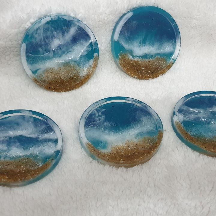 Seascape Resin Coaster set