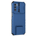 For OPPO A16 Phone Case Hard Sliding Lens Protect Kickstand Back Cover. 