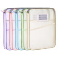Nylon Mesh Student Tote Bag A4 Size L-Shaped File Pocket Portable Mesh Book Bag for Travel Documents Filing. 