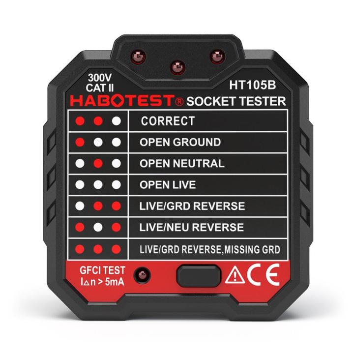 KOGEEK HABOTEST Advanced GFCI Electric Socket Tester Automatic Neutral Live Earth Wire Testing Circuit Polarity Detector Wall Plug Breaker Finder Electric Leakage Test