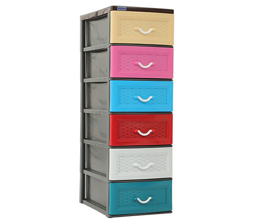 Plastic Drawer Set & Cupboard | 6 Drawer Cupboard | 41 x 56x 123cm | Plastic Furniture | storage organizer | heavy duty | Nisaco Mall