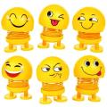 Smiling Face Spring Doll Emoji Shaking Head Smiley Dancing Toys Emoticon Bouncing Noddig Toy Figure Car Car Dashboard Table Party Decoration Pack of 6(Random). 