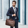 PU-Leather Briefcase for Men Attache Case with Lock Professional 15.4 Inch Laptop Business Work Bags with Luggage Strap Brown/Black. 