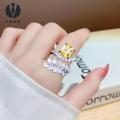 Prism Leaf Shape Rhinestone Ring Sparkling Leaf Design Ring with Rhinestones Elegant Jewelry for Prom Banquet Birthday Gift Lightweight Anti-rust High-end Luxury Hands Decoration Perfect for Rust-free Leaf. 