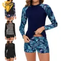Women Two-piece Swimsuit Set Floral Print Women's Swimsuit Set Quick Dry Beach Top Shorts Conservative Stylish Surfing Clothes for Floral Splicing Swimsuit. 