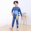 Children's Swimsuit Boys' Cotton One-Piece Swimsuit Korean Dinosaur Hooded Swimsuit Long Sleeve Beachwear Sun Protection Hot Spring Bathing Suit. 