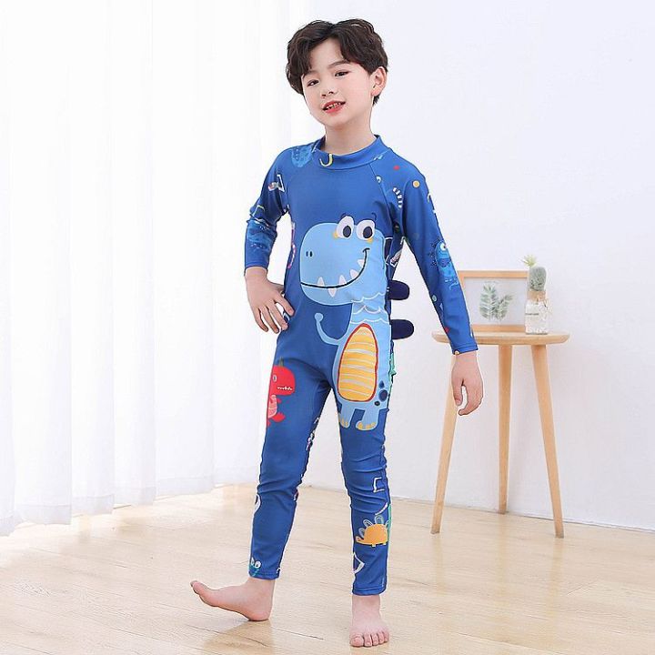 Children's%20Swimsuit%20Boys'%20Cotton%20One-Piece%20Swimsuit%20Korean%20Dinosaur%20Hooded%20Swimsuit%20Long%20Sleeve%20Beachwear%20Sun%20Protection%20Hot%20Spring%20Bathing%20Suit%20-%20Image%205